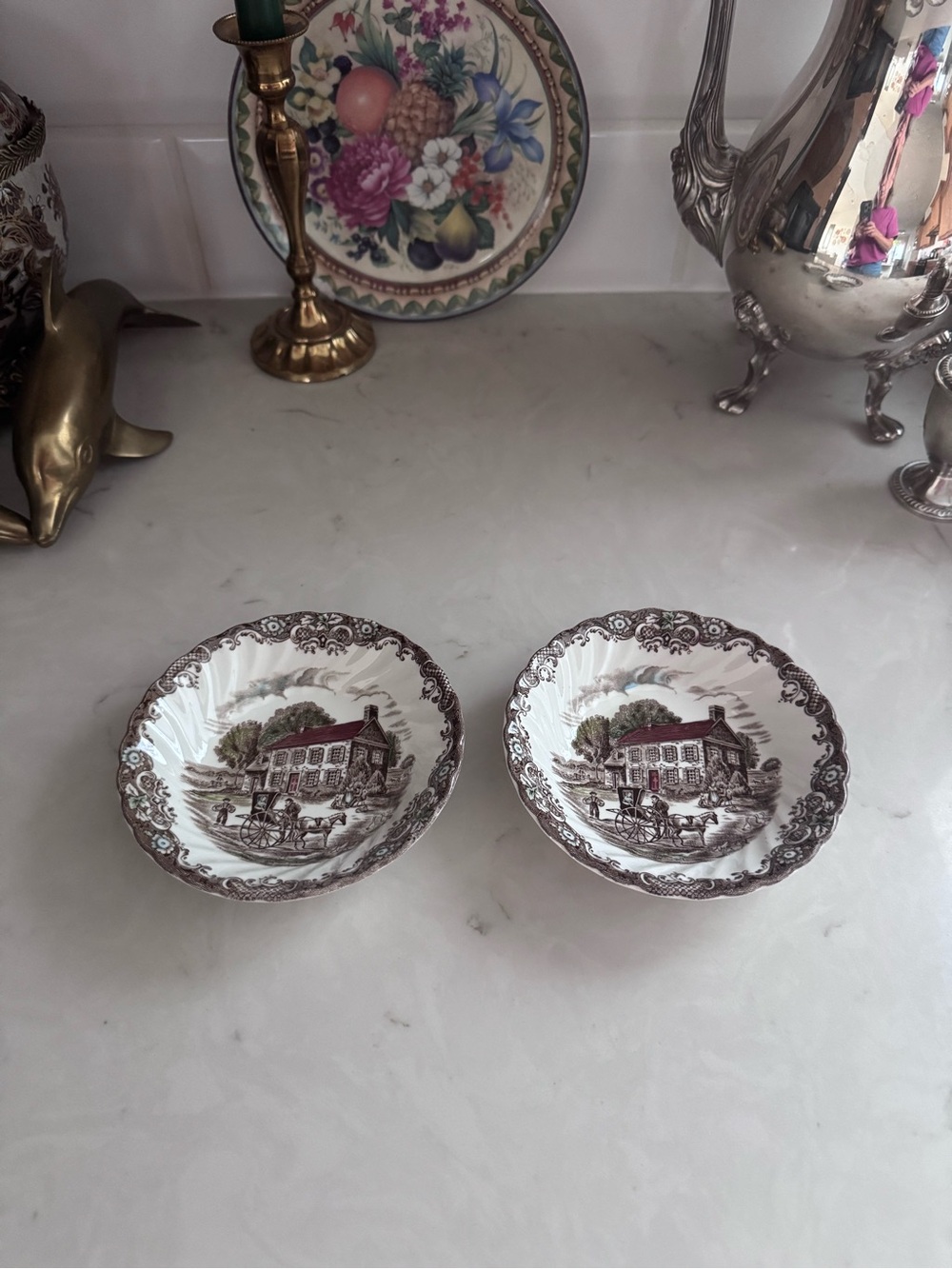 Vintage Johnson Bros Heritage Hall StaffordShire England ~ Berry Bowls Set of 2